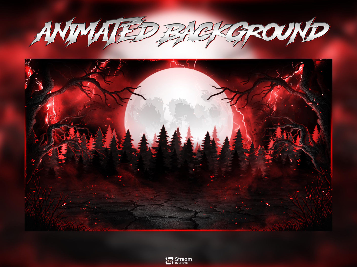 Blood Moon Stream Overlay, Spooky Forest Twitch Overlay, Dark Lightening Gaming Stream Wolf Moon Gothic Theme Alerts Panels OBS Kick YouTube