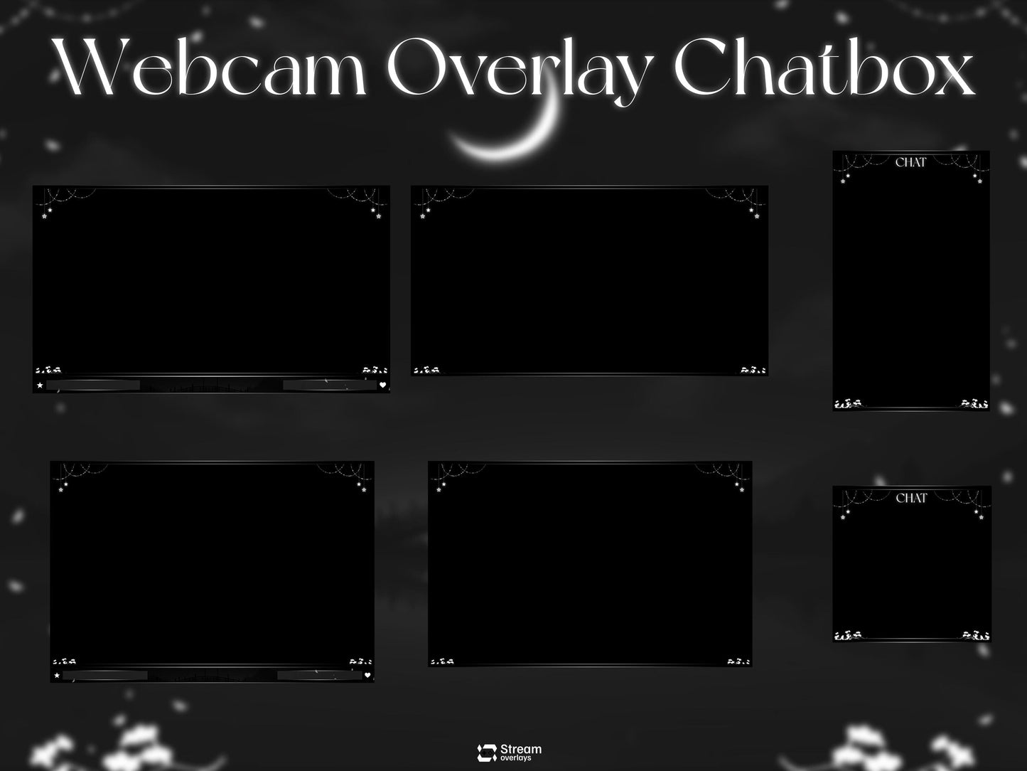 Midnight Petals Stream Pack | Dark Twitch Overlay | Floral Animated Scenes | Minimal Moon Streams | Twitch Alerts | Starting Soon | Panels