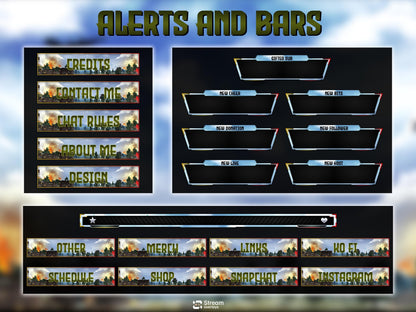Military Theme | Twitch overlay | Animated Stream | Combat Scenes | Animate Stream Screens | Panels |  Warzone | Alerts | Battlefield Stream