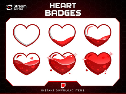 Glossy Heart Twitch Badges | Valentine's Day Subscriber Badge | Loyalty subbadge | Romantic Stickers | Love | Valentines Sticker Gift