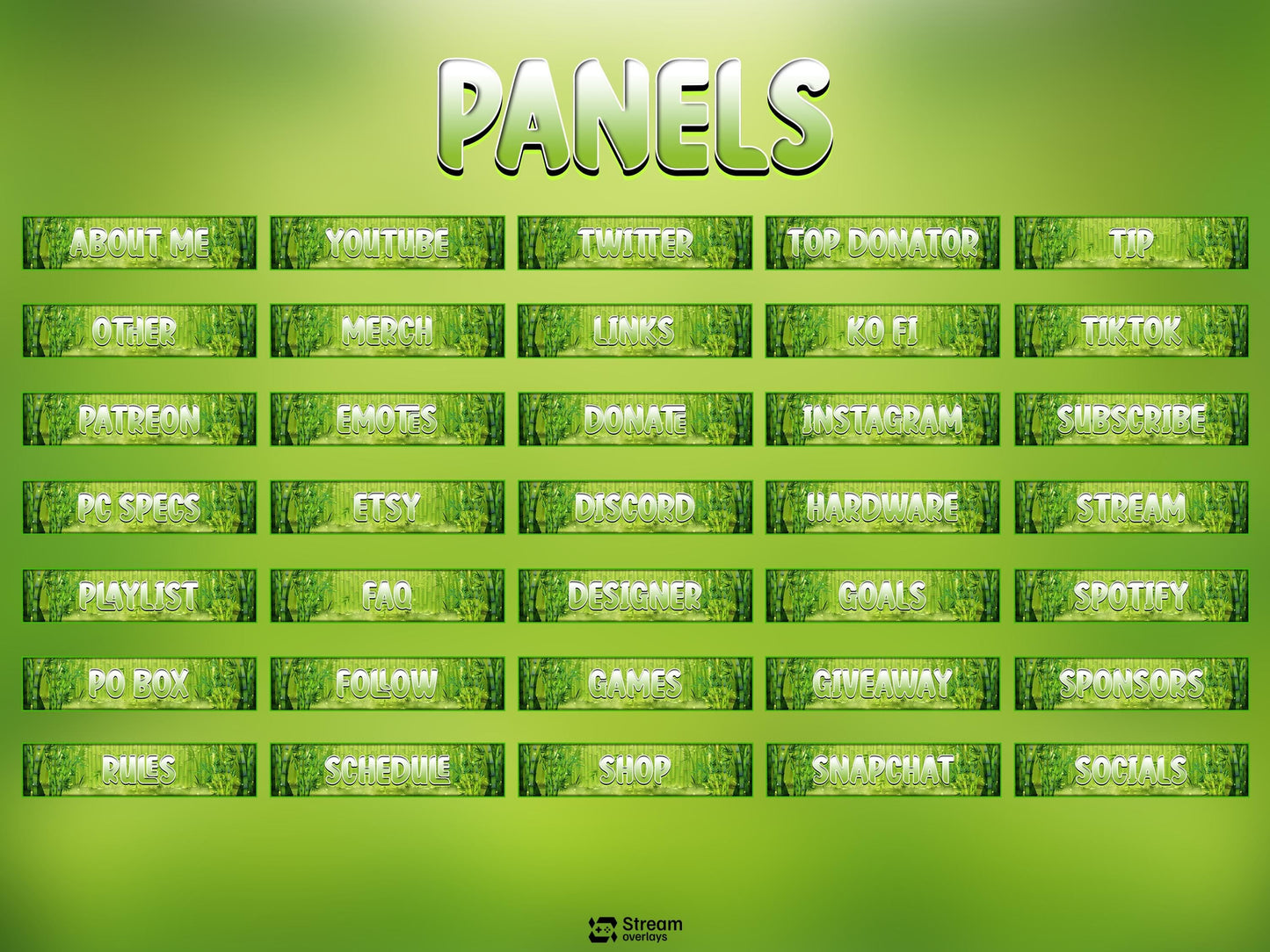 Bamboo Animated Pack | Green Jungle Nature | Forest Twitch Overlay | Streaming Scenes | Gaming Panels | Alerts | Gaming Stream | Streams