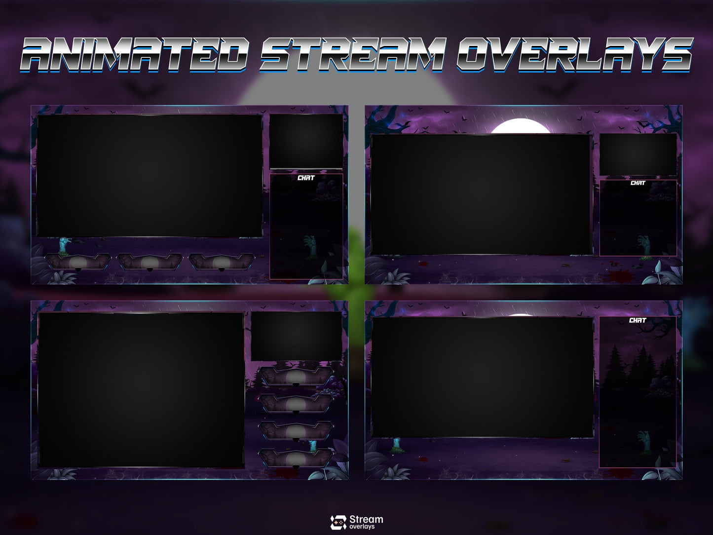 Zombie Twitch Overlay | Starting Soon BRB & Alerts | Animated Scenes | Dark Night Stream  | Spooky Graveyard | Dark Forest | Horror Theme