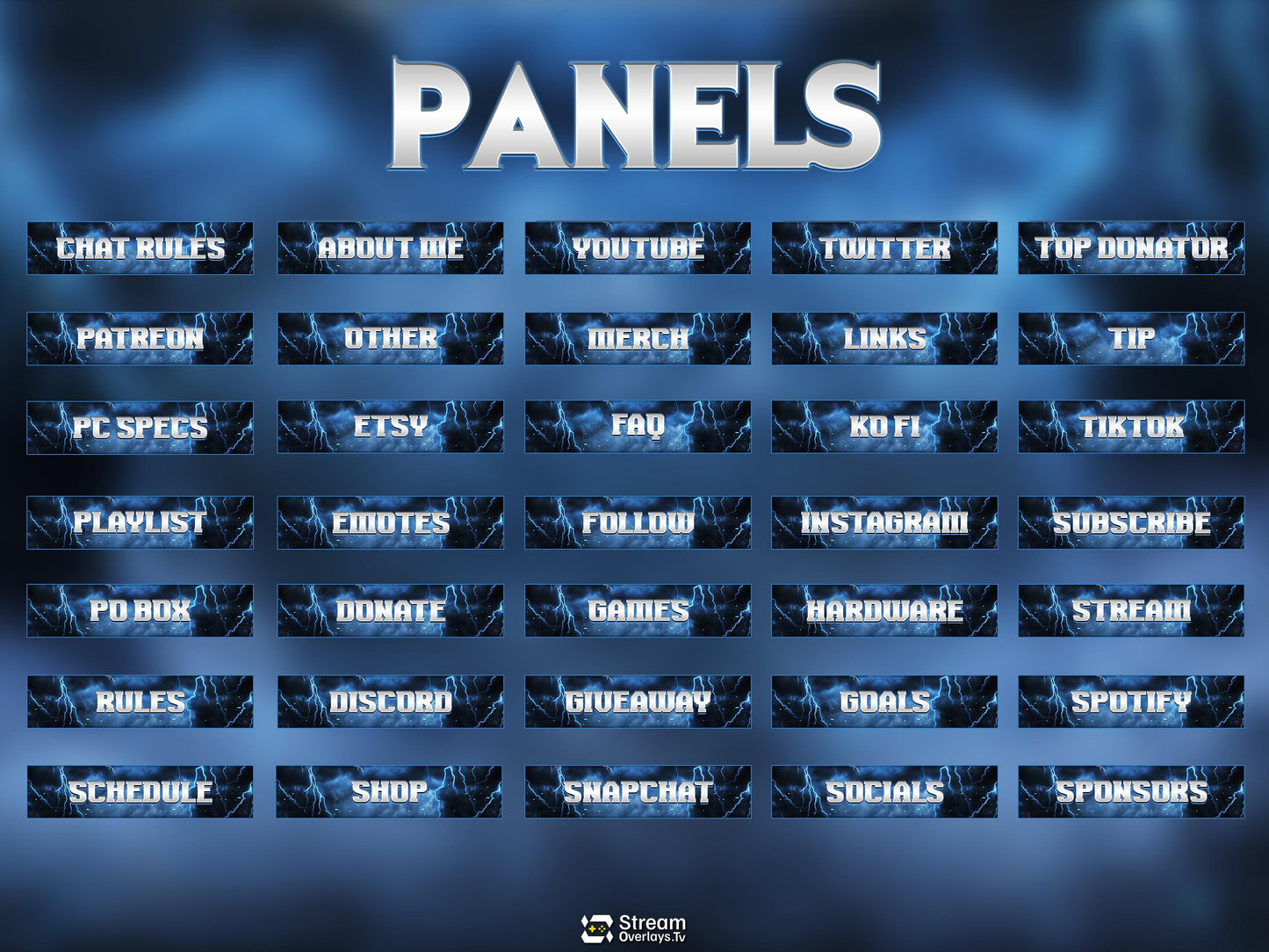 Blue Thunder Twitch Overlay | Lightning Streaming Pack | Electric Animated Scenes, Blue Smoke Streams, Twitch Alerts, Starting Soon Power