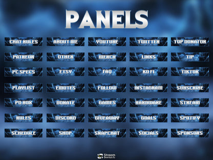 Blue Thunder Twitch Overlay | Lightning Streaming Pack | Electric Animated Scenes, Blue Smoke Streams, Twitch Alerts, Starting Soon Power