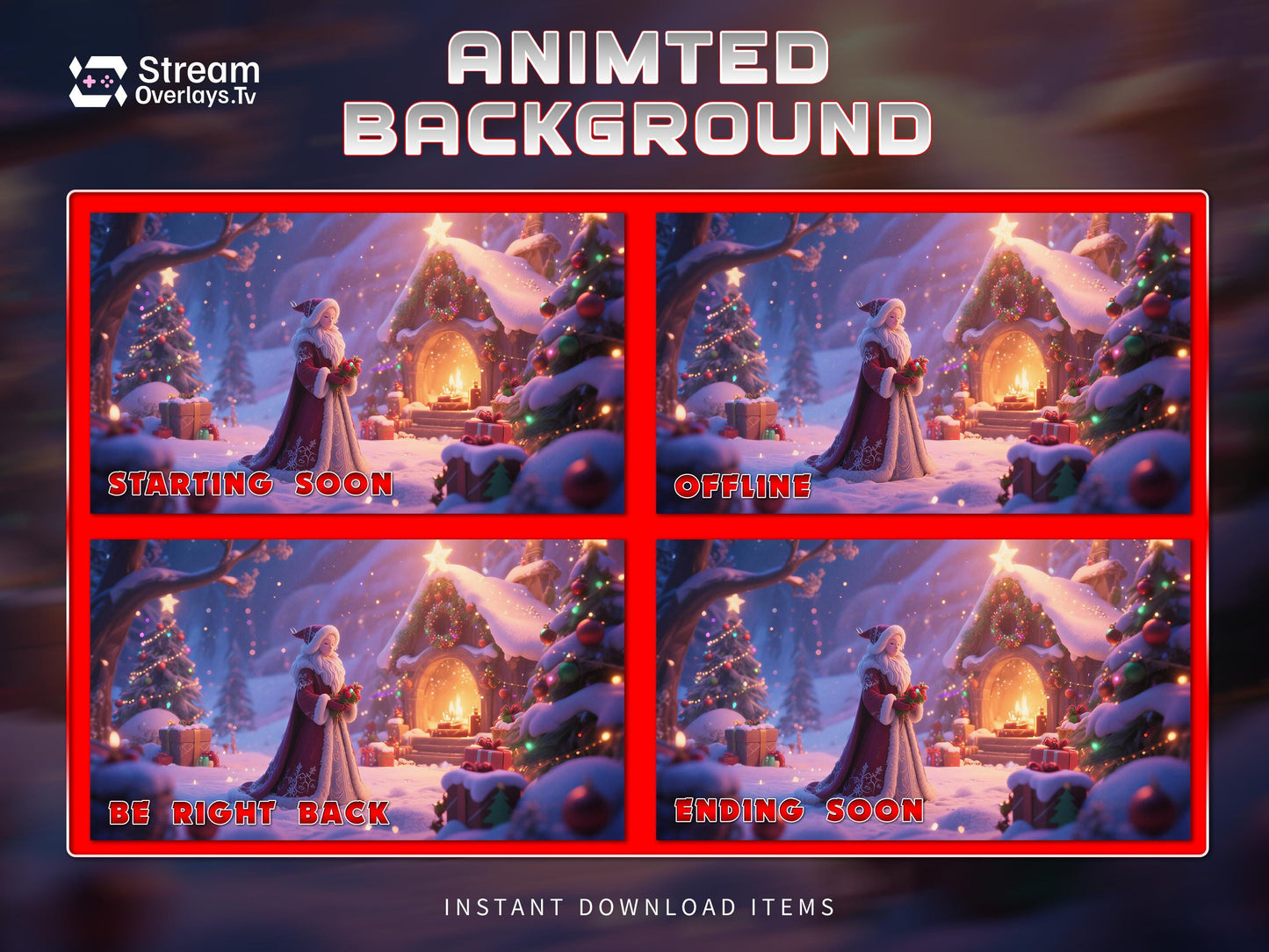 Enchanted Winter Santa Background– Cozy Christmas Cottage | Animated Christmas Background | Magical Christmas Background |Snowy Wonderland