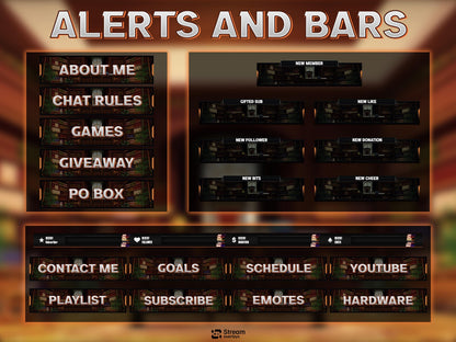 Library Stream Overlay | Study Room Twitch Overlays | Books Screaming | Vintage President Streaming Overlays | Starting Soon, Books Panels