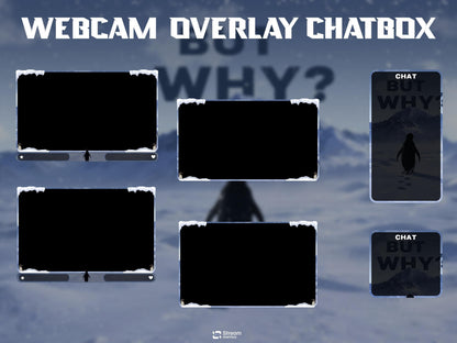 But Why Penguin Stream Overlay Pack | Nihilist Penguin Walking Mountains Twitch Streamer | Arctic Penguin Meme| Ice Snow Winter Lone Penguin