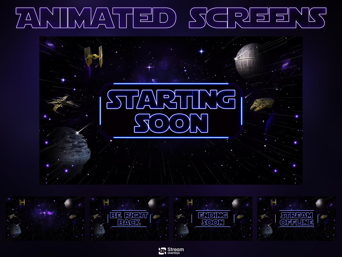 Space Twitch Overlay Pack | Animated Sci-Fi Stream Screens | Galaxy Streaming Package | gaming stream overlays | Streams Alerts | Streamlabs