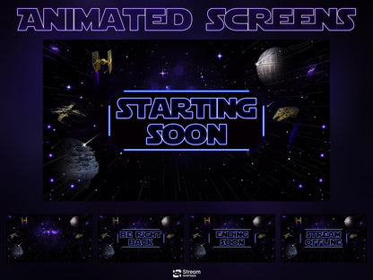 Space Twitch Overlay Pack | Animated Sci-Fi Stream Screens | Galaxy Streaming Package | gaming stream overlays | Streams Alerts | Streamlabs