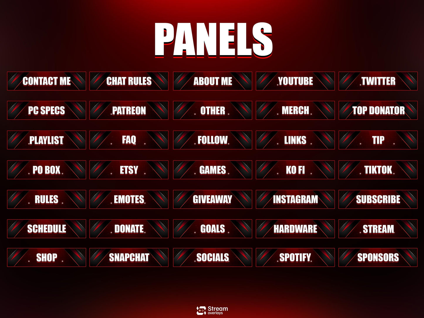Red & Black Stream Overlay | Fire Twitch Overlays Pack | Elegant Animated Stream Package | Streams Scenes | Gaming Panels | Gamer Alerts