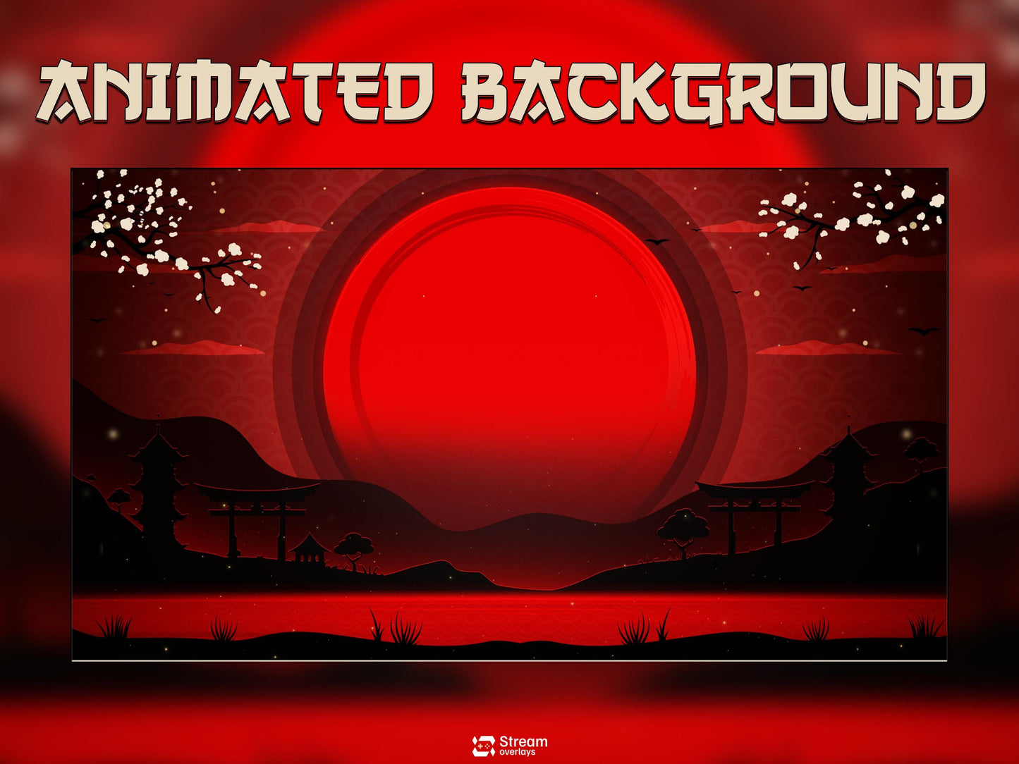 Samurai Stream Overlay Pack | Japanese Stream Package | Streaming Twitch | Stream Scenes | Red Moon Gaming | Panels | Alerts | Screens,OBS