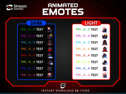 Animated Neon Mask Twitch Emotes: Cyberpunk Streamer Emojis, (25x PNG & GIF Downloadable Files )