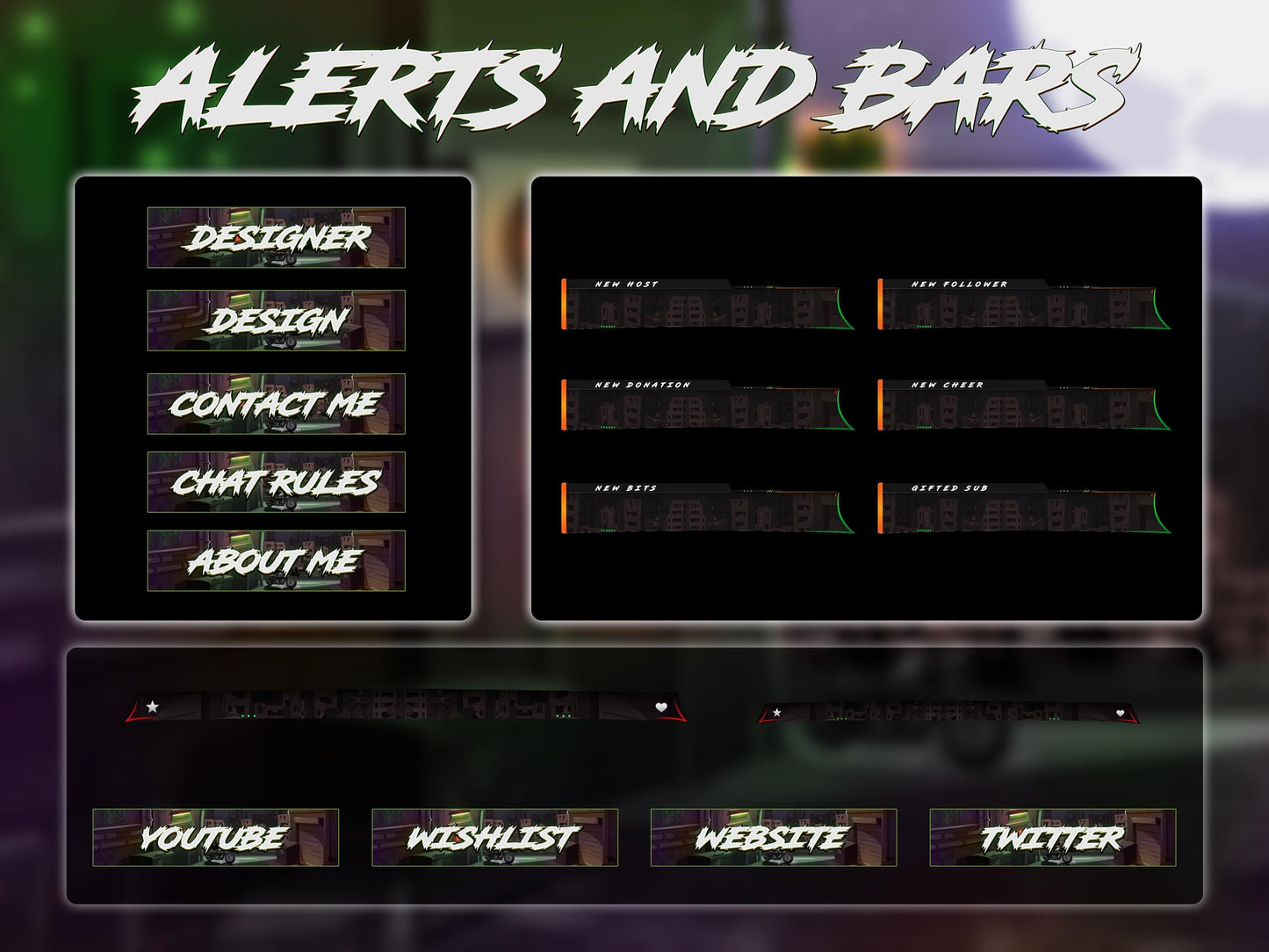 Dark Stream overlay Package | Biker Motorcycle Theme | Night City Twitch Pack | Animated Twitch Overlays | stream screens | Twitch Alerts