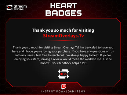 Glossy Heart Twitch Badges | Valentine's Day Subscriber Badge | Loyalty subbadge | Romantic Stickers | Love | Valentines Sticker Gift