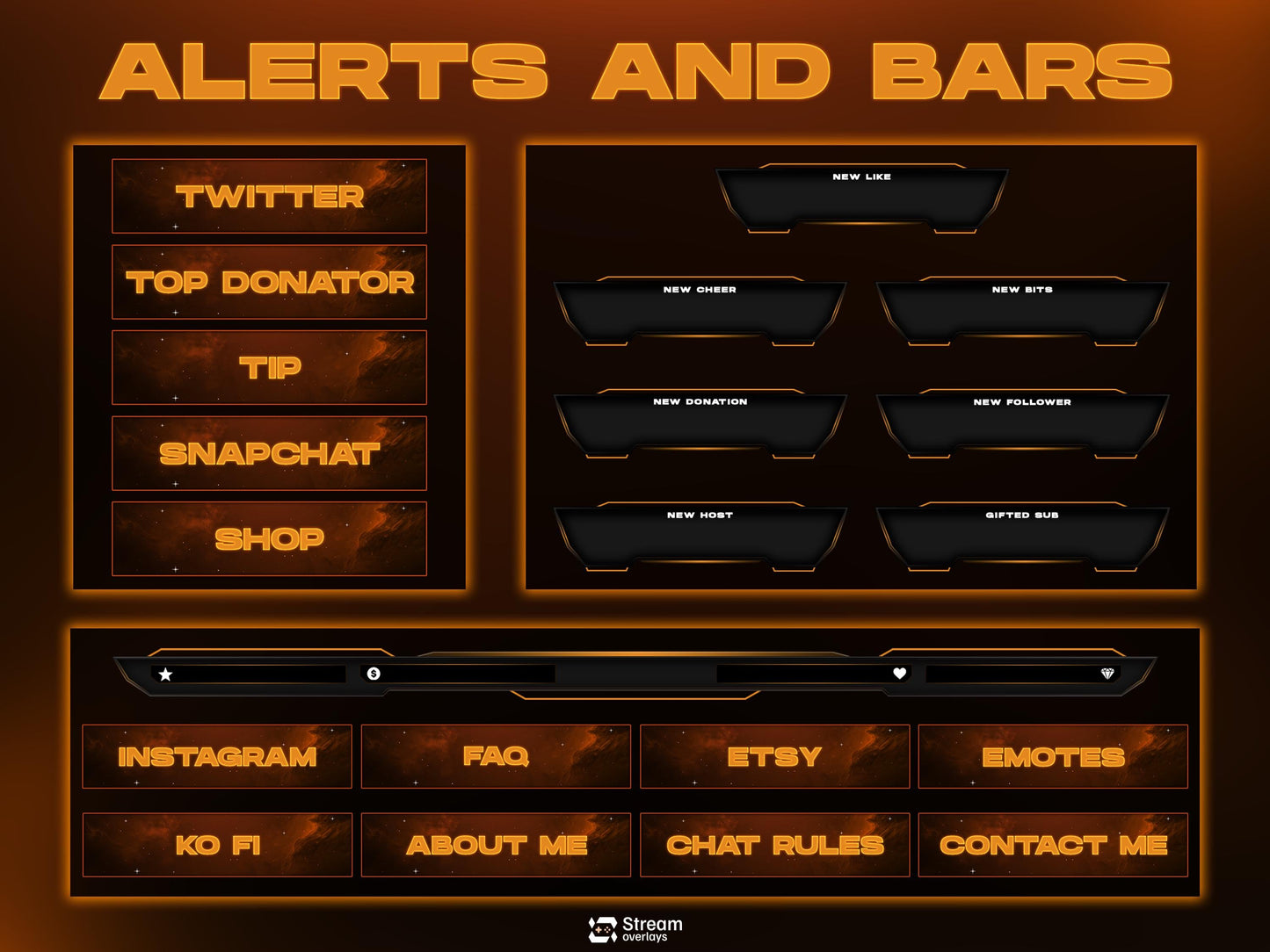 Cosmic Twitch Overlay | Space Gaming Stream | Orange Animated Pack | Nebula Streaming Scenes | Gaming Panels | Galaxy Theme | Streams Screen