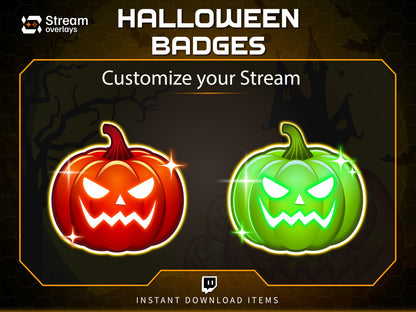 6x Halloween Pumpkin Badges | Twitch, Discord, YouTube Sub Badges | Glowing Spooky Icons | Instant Download