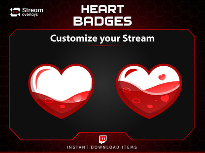 Glossy Heart Twitch Badges | Valentine's Day Subscriber Badge | Loyalty subbadge | Romantic Stickers | Love | Valentines Sticker Gift