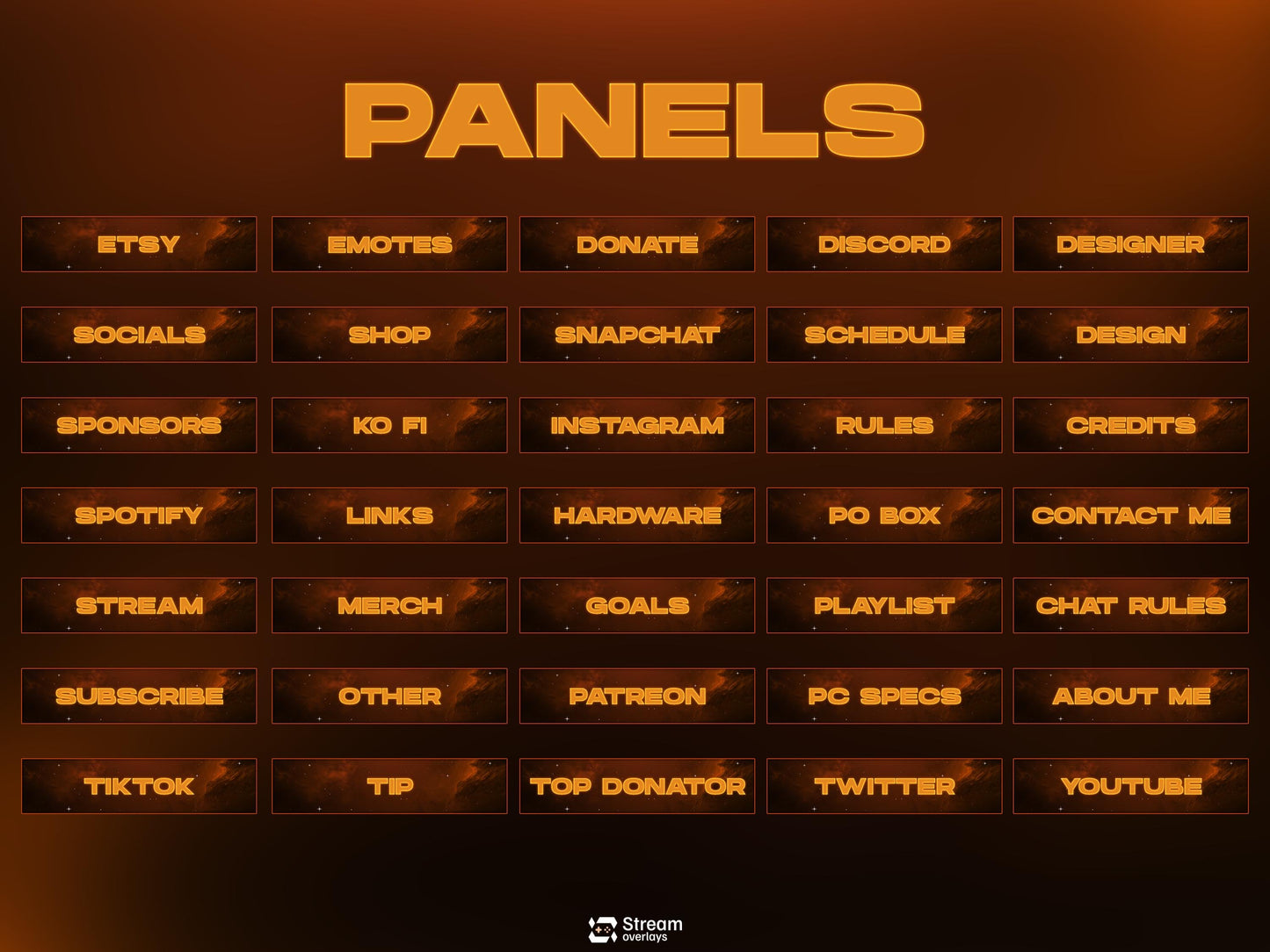 Cosmic Twitch Overlay | Space Gaming Stream | Orange Animated Pack | Nebula Streaming Scenes | Gaming Panels | Galaxy Theme | Streams Screen
