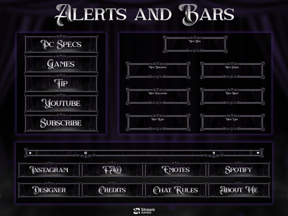Elegant Theater Twitch Overlay Pack | Animated Dark Stage Curtain Stream Package, OBS Overlay, Twitch Panels, Stream Alerts | Kick & YouTube