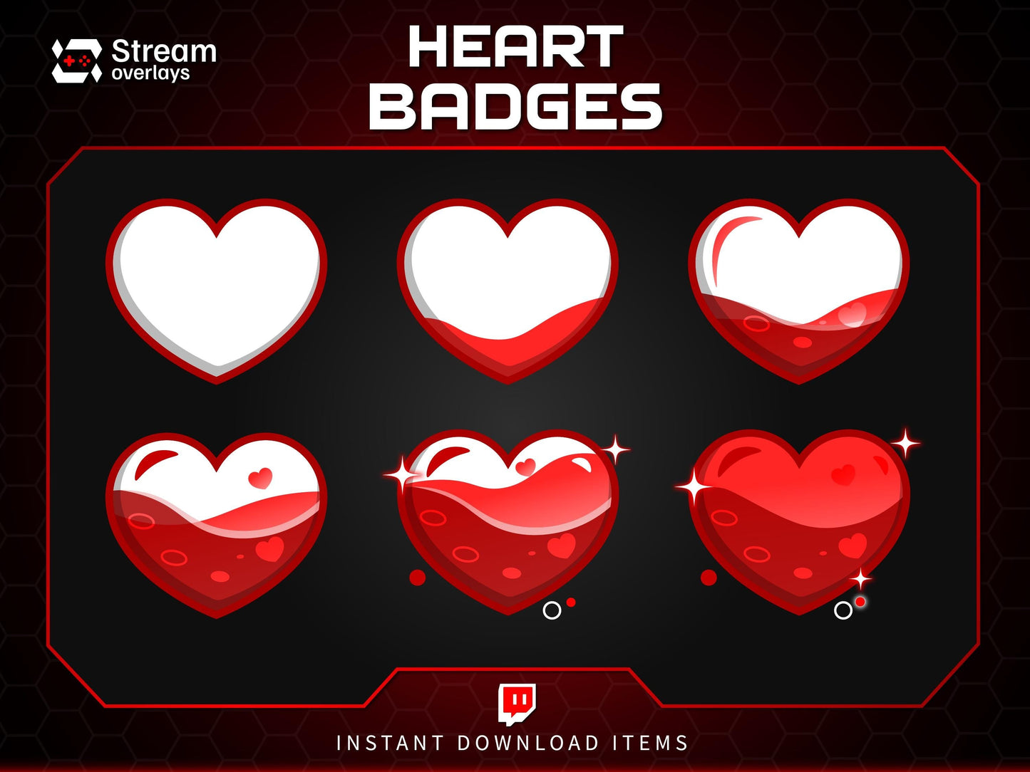 Glossy Heart Twitch Badges | Valentine's Day Subscriber Badge | Loyalty subbadge | Romantic Stickers | Love | Valentines Sticker Gift