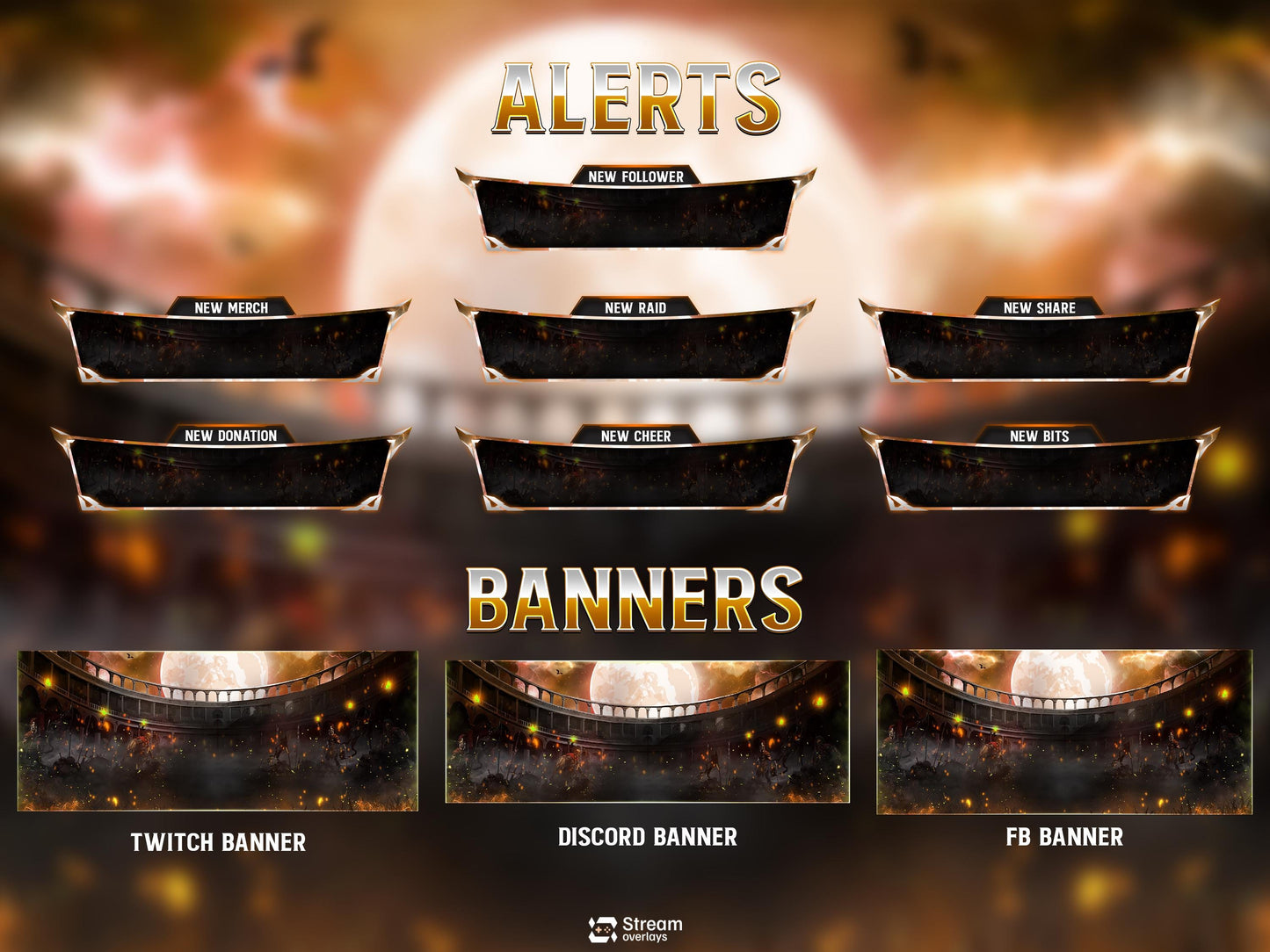 Gladiator Twitch Overlay | Animated Medieval Battle Stream | Warrior Arena Screens | Streaming Scenes | Gaming Panels | Streaming Alerts