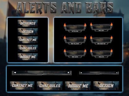 Medieval Castle Stream Overlay Pack | Dark Fantasy Theme | Ancient Twitch Overlay | Epic War | Throne Game | Vikings | Iron flame Screens