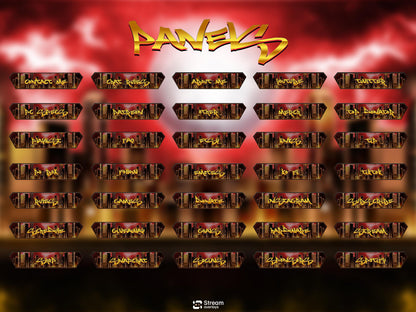Animated Cyberpunk City Twitch Overlay Pack, Cyber Skyline Stream Overlays, Urban Night Blood Moon Storm Stream, Red Gold Streaming Bundle
