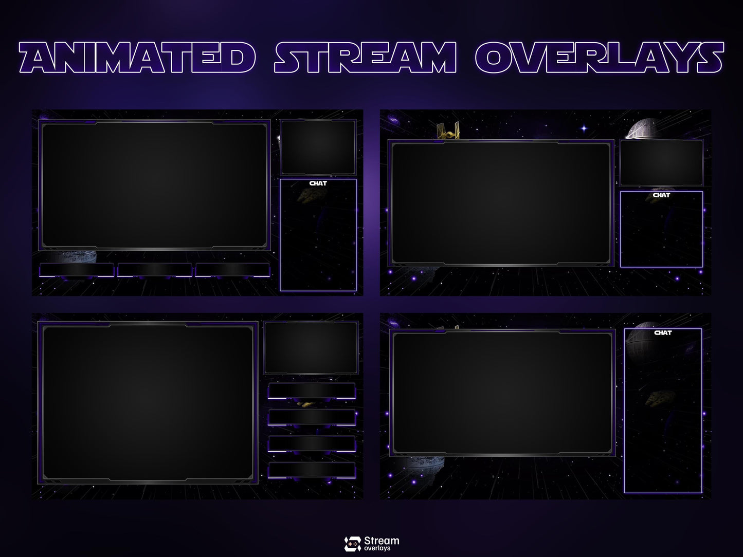 Space Twitch Overlay Pack | Animated Sci-Fi Stream Screens | Galaxy Streaming Package | gaming stream overlays | Streams Alerts | Streamlabs