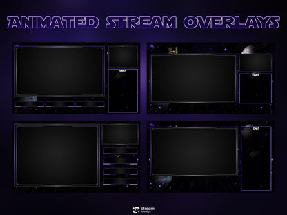Space Twitch Overlay Pack | Animated Sci-Fi Stream Screens | Galaxy Streaming Package | gaming stream overlays | Streams Alerts | Streamlabs
