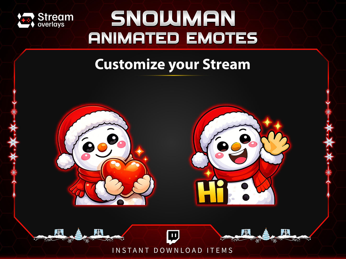 8x Snowman Animated Emotes | Christmas Holiday Emote Pack | Twitch Sub Emotes | Tiktok Emotes | Discord Emojis
