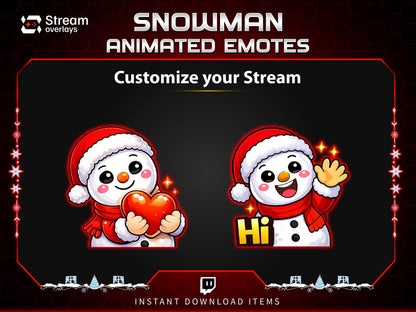8x Snowman Animated Emotes | Christmas Holiday Emote Pack | Twitch Sub Emotes | Tiktok Emotes | Discord Emojis