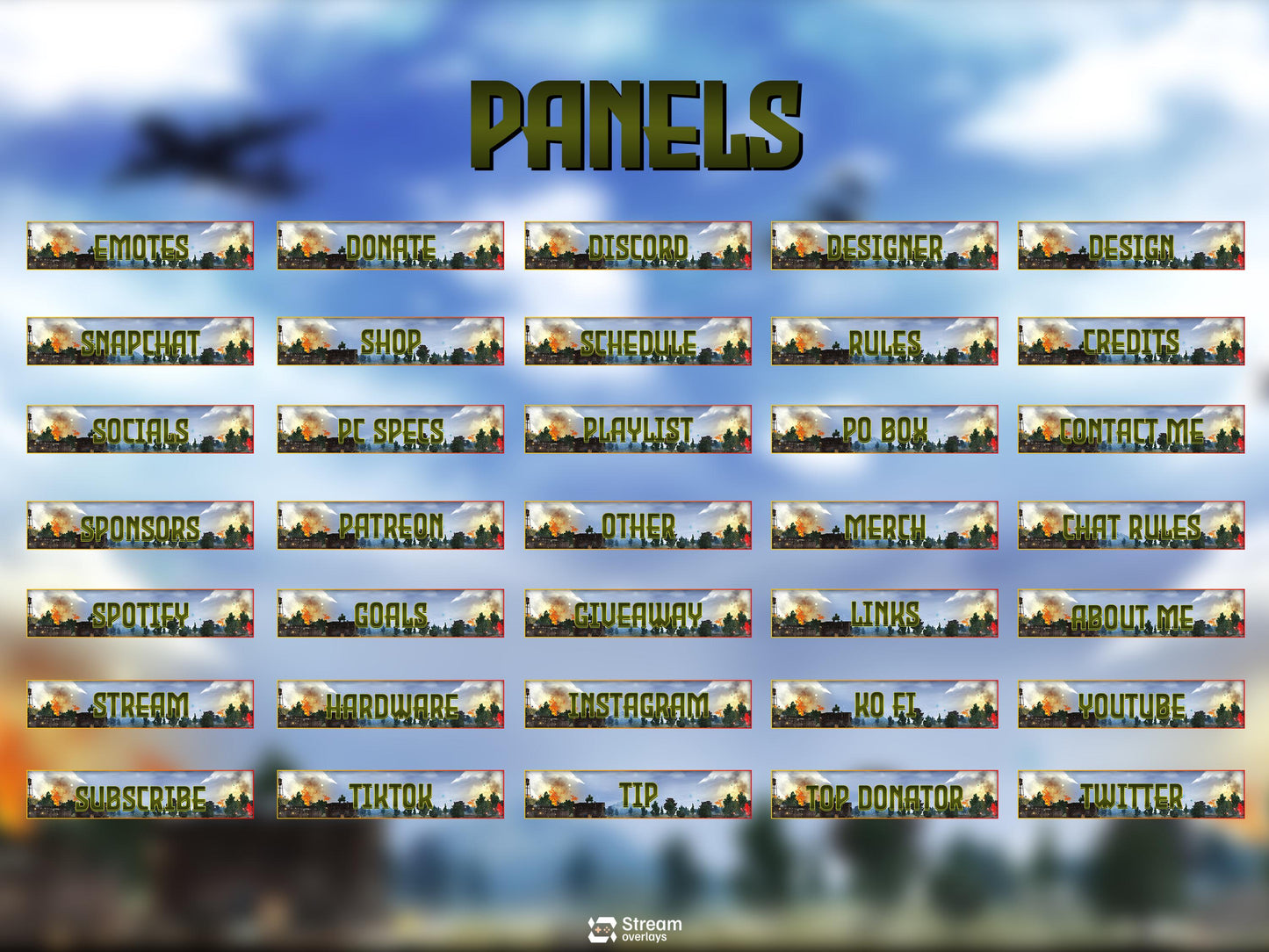 Military Theme | Twitch overlay | Animated Stream | Combat Scenes | Animate Stream Screens | Panels |  Warzone | Alerts | Battlefield Stream