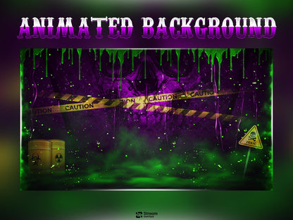 Radioactive Stream Pack, Toxic Twitch Overlay, Animated Stream Package | Stream Scenes | Slime Gaming | Panels | Alerts | Screens | Scene