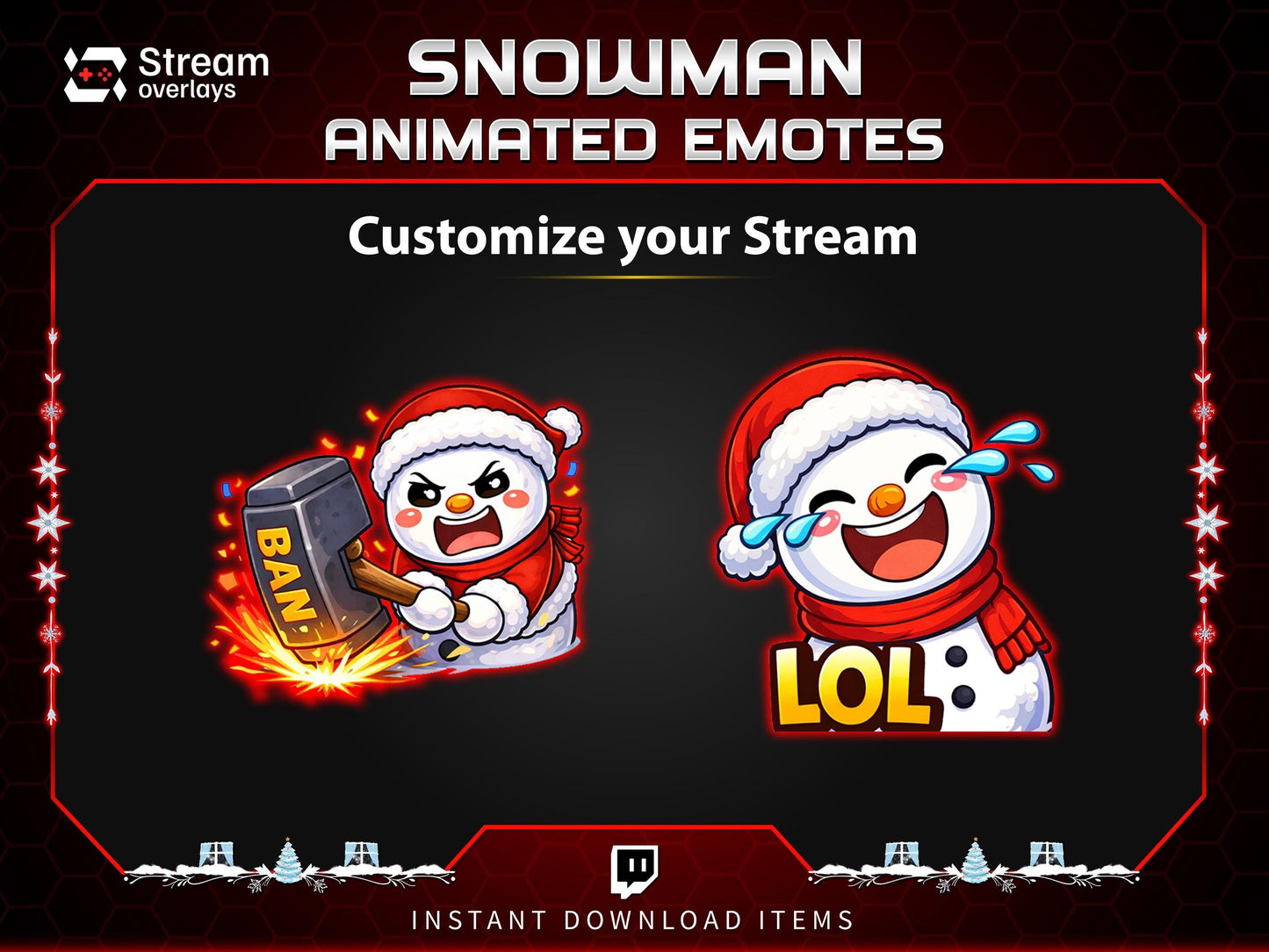 8x Snowman Animated Emotes | Christmas Holiday Emote Pack | Twitch Sub Emotes | Tiktok Emotes | Discord Emojis