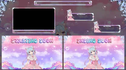 Pastel Sky Clouds Stream Package | Kawaii Anime Fantasy Twitch Overlays | Cute VTuber Gaming Bundle | Dreamy Colorful Cozy LoFi OBS Stream