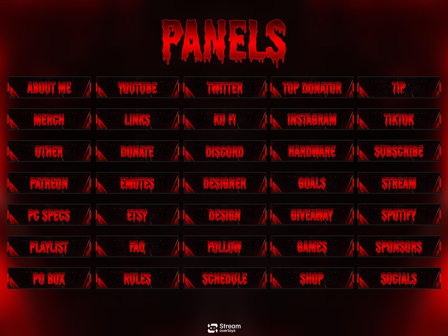 Horror Twitch Overlay | Animated Pack | Dark Gaming Stream | Red Blood Gaming Streams | Streaming screens | OBS, Streamlabs & Kick Screens