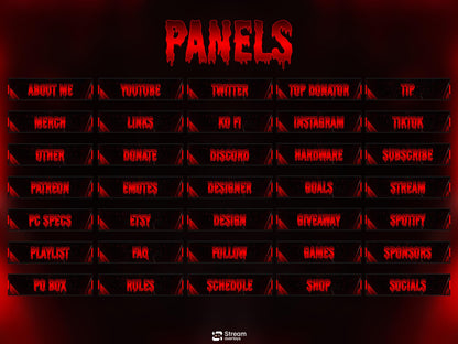 Horror Twitch Overlay | Animated Pack | Dark Gaming Stream | Red Blood Gaming Streams | Streaming screens | OBS, Streamlabs & Kick Screens