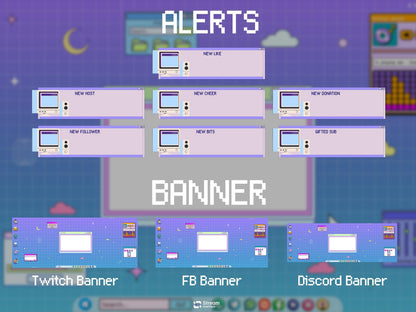 Retro Stream Pack | Computer Twitch Overlay | Windows 95 Gaming Overlay | Vaporwave Panels | Workstatio Bundle | vintage Alerts, Panels, OBS