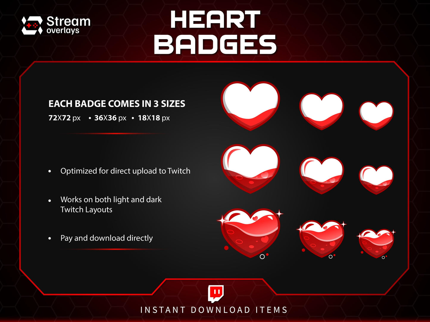 Glossy Heart Twitch Badges | Valentine's Day Subscriber Badge | Loyalty subbadge | Romantic Stickers | Love | Valentines Sticker Gift