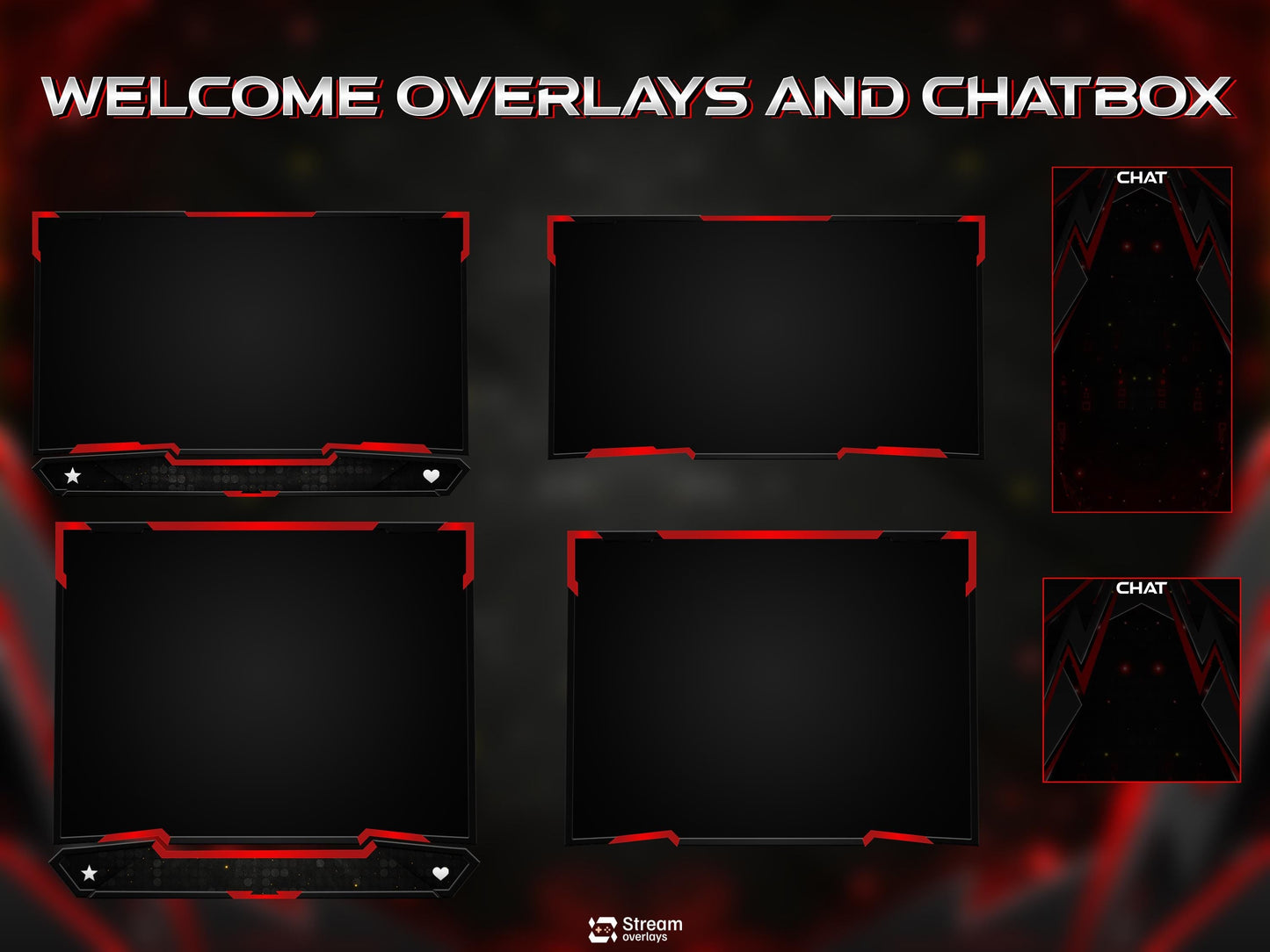 Tech Twitch Overlay | Modern Red Streaming Pack | Animated Stream Package | Streams Scenes | Gaming Panels | Stream Alerts | Gaming Overlay