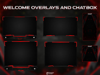 Tech Twitch Overlay | Modern Red Streaming Pack | Animated Stream Package | Streams Scenes | Gaming Panels | Stream Alerts | Gaming Overlay