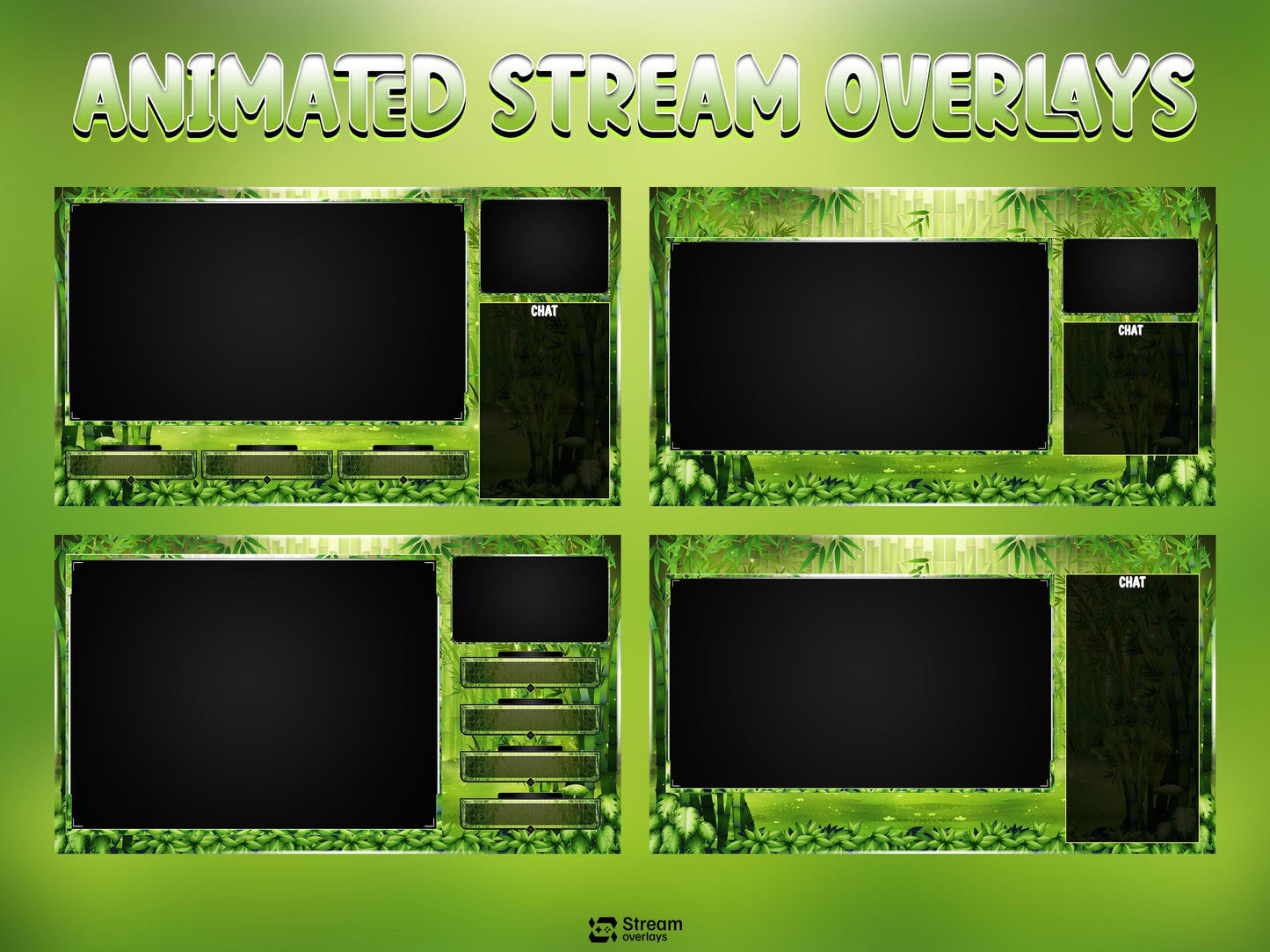 Bamboo Animated Pack | Green Jungle Nature | Forest Twitch Overlay | Streaming Scenes | Gaming Panels | Alerts | Gaming Stream | Streams