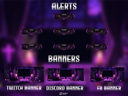 Free Halloween Twitch Overlay, Halloween Stream Overlay, Spooky Twitch Overlay Pack | Fantasy Purple Witch Wizard, Magical Scary Stream Bundlge, Dark Gothic Gaming Overlay
