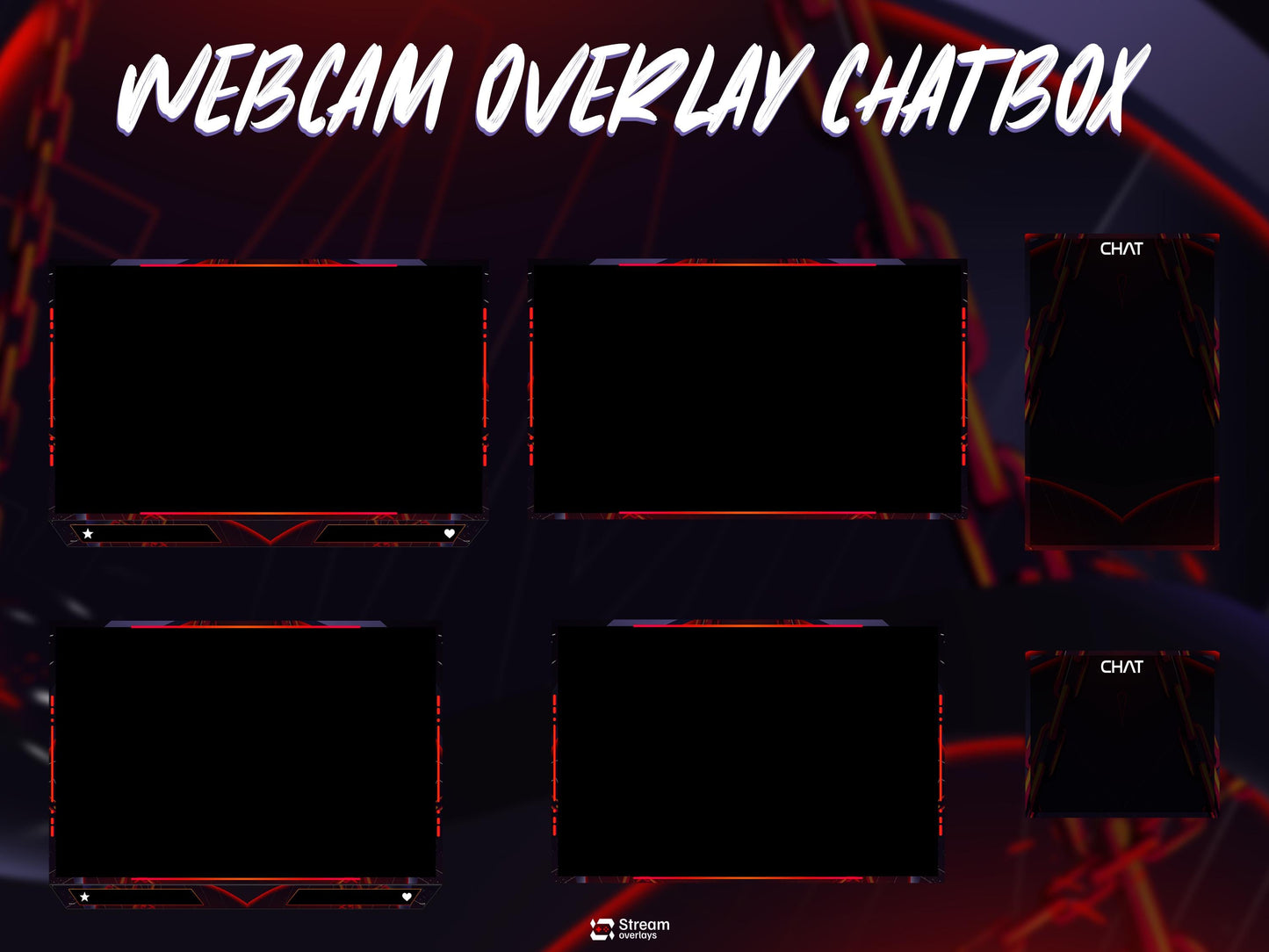 Dark Chain Animated Stream Screens | Industrial Twitch Overlay Pack |Red Streams Package | Screens | Streaming Scenes | Gaming Panels,Alerts