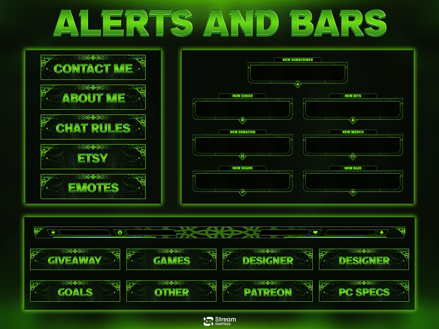 Emerald Mystic Animated Twitch Overlay Pack | Green Twitch Overlays | Animated Scenes | Emerald Fantasy Pack| Streaming Alerts | Starting Soon | Panels | Webcam