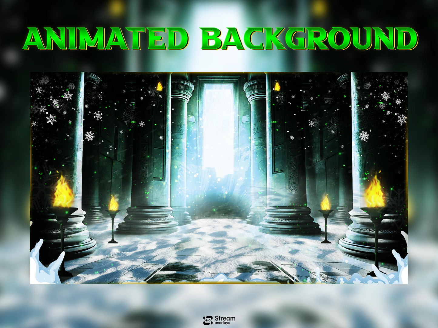 Winter Castle Stream Overlay, Mystic Temple Twitch Overlay| Green Fantasy Ruins Screens | Magic Throne Starting Soon, Alerts Panels OBS Kick