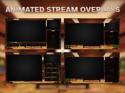 Library Stream Overlay | Study Room Twitch Overlays | Books Screaming | Vintage President Streaming Overlays | Starting Soon, Books Panels