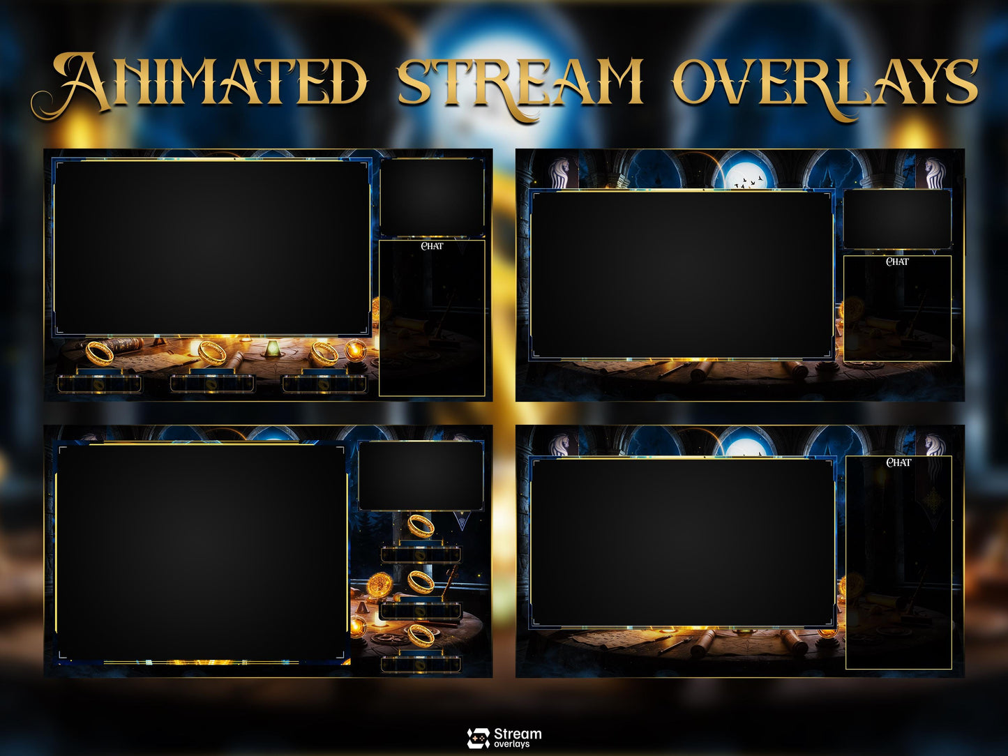 Ring of Lord Stream Overlay, Fantasy Magic Twitch Overlay, Medieval Castle Stream Screens, Mystic Fantasy Starting Soon Alerts Panels OBS