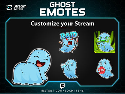 25 Spooky Ghost Twitch Emotes: Halloween Emojis (Instant Download)