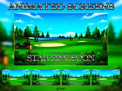 Golf Twitch Overlay Pack | Animated Sports Streaming Package | Stream Package | Gaming Alerts | Starting Soon | Kick Screens | OBS Studio